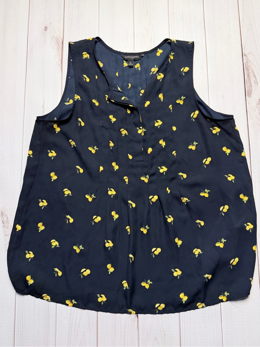 Banana Republic Navy Sleeveless Camisole with Yellow Floral Motif